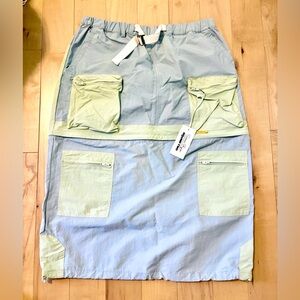 NWT Samii Ryan x Round Two Convertible Cargo Maxi Skirt, Two-Toned